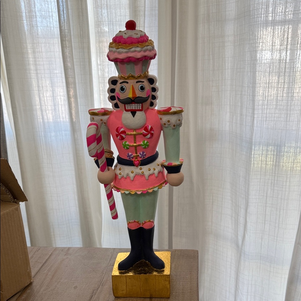 Festive Nutcracker with Candy Cane - Pink and Gold